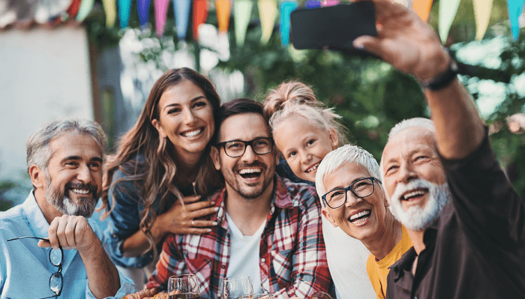 Happy family taking a picture